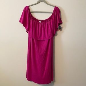 Off the Shoulder Dress magenta pink XL swim cover